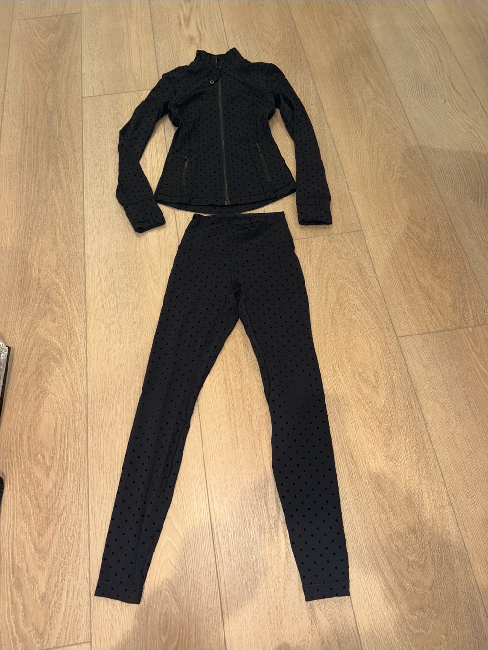 lululemon athletica Black Polka-Dot Leggings & Zip Jacket Set